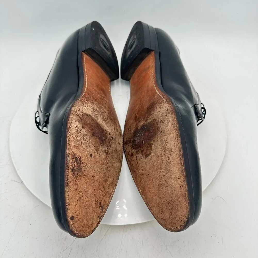 Florsheim King Size Black Leather Dress Shoes 14.5 AA Made in Italy 22025